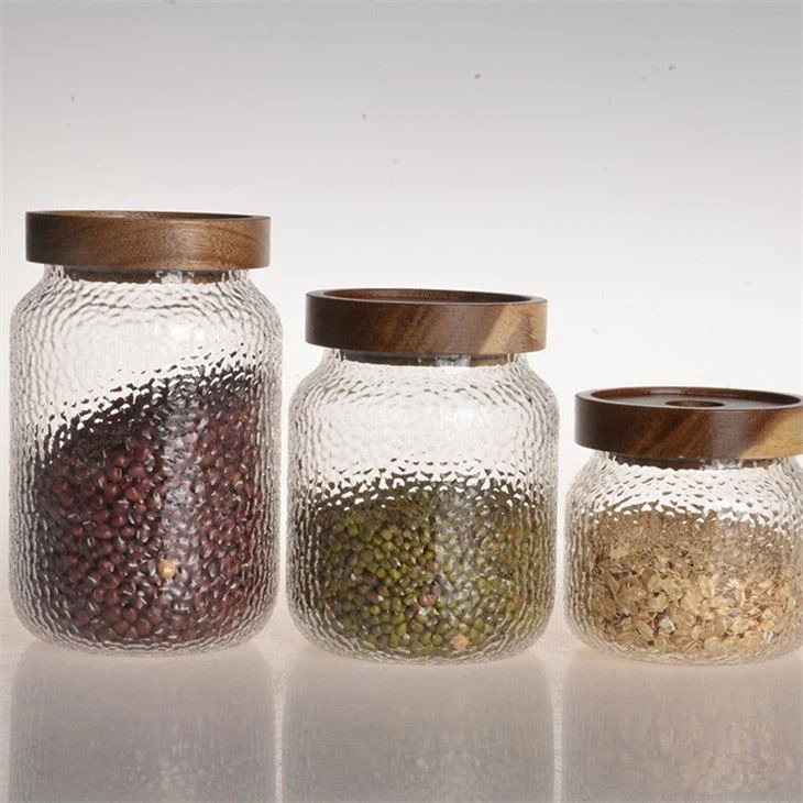 Glass Food And Spice Jars With Acacia Wood Lids