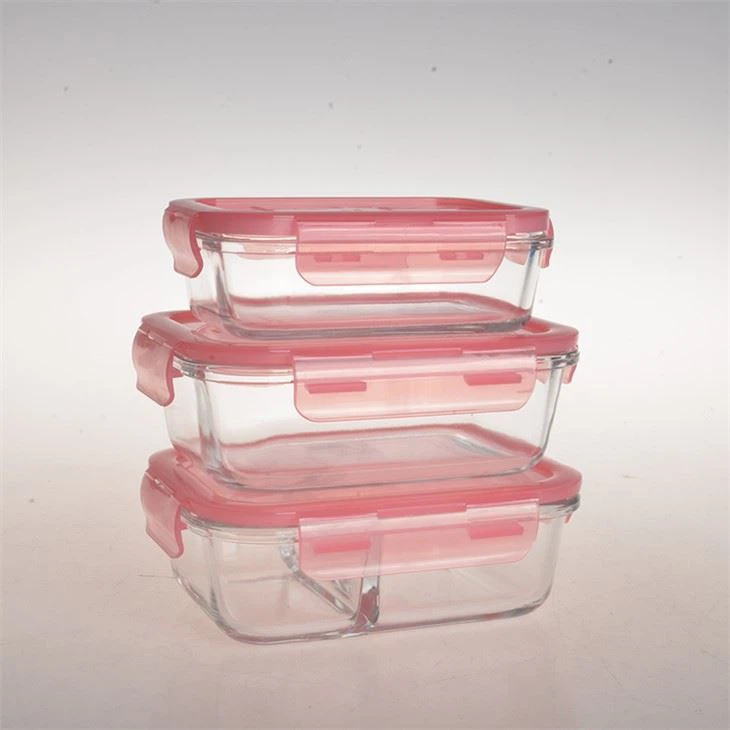 Havo o'tkazmaydigan qisqichli qopqoqli yuqori sifatli shisha oziq-ovqat idishlari