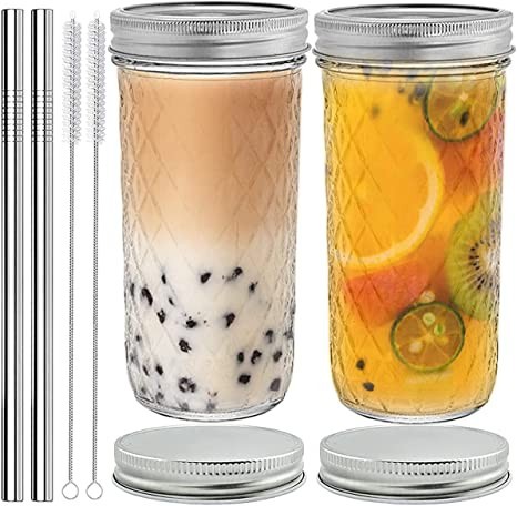 Glass Tumbler With Lids And Straws 650ML